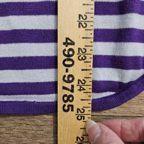 Cotton By Autumn Cashmere Sweater Womens M Purple White Striped Pullover Cotton - Picture 12 of 14